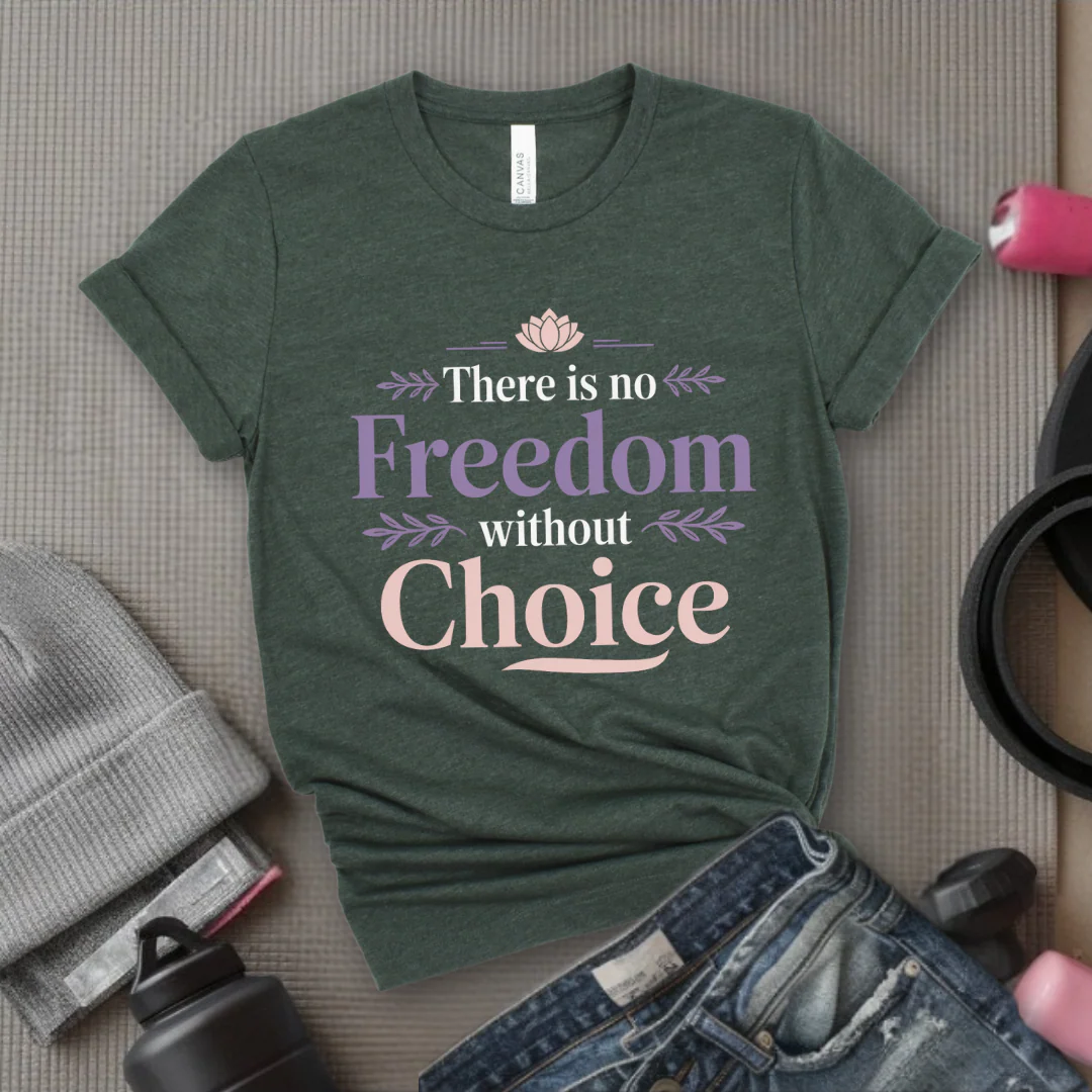 There Is No Freedom Without Choice - Girl Power Inspirational T-Shirt - Women Empowerment Tee - Gift for Her - Bella Canvas 3001 - Image 3