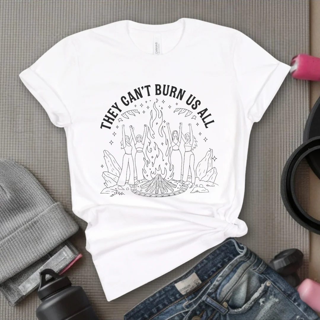 They Can't Burn Us All Witch Tshirt - Feminist Women Empowerment Shirt - Unisex Jersey Short Sleeve Shirt - Gift For Her - Bella Canvas 3001 - Image 3