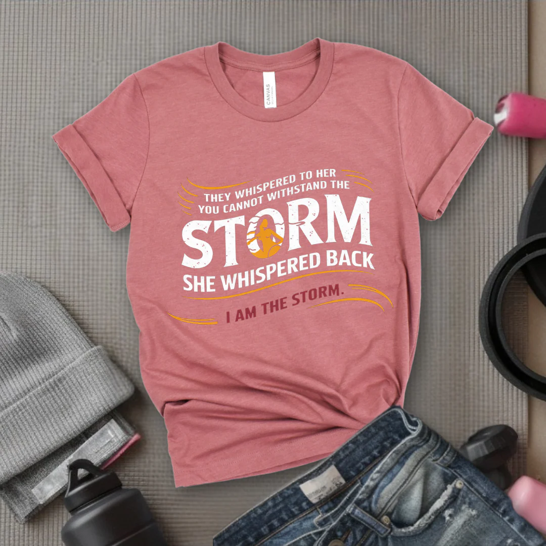 They Whispered To Her You Cannot Withstand The Storm - Women Empowerment Tshirt - Gift for Strong Women, Feminists - Bella Canvas 3001 - Image 3
