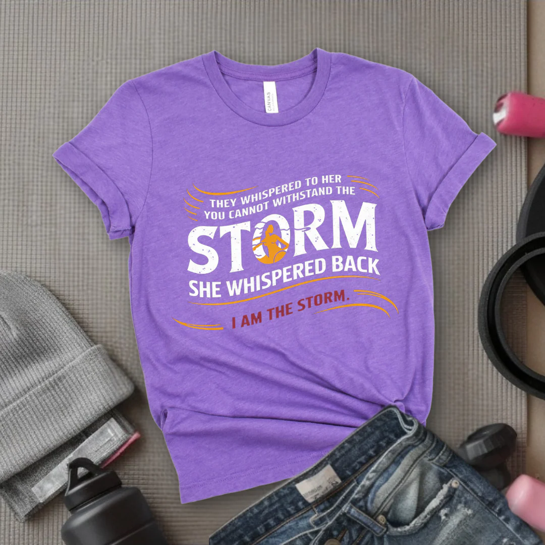 They Whispered To Her You Cannot Withstand The Storm - Women Empowerment Tshirt - Gift for Strong Women, Feminists - Bella Canvas 3001 - Image 5