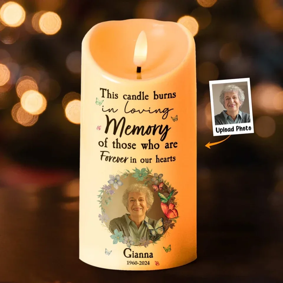 This Candle Burns In Loving Memory - Personalized Photo LED Candle - Memorial Gifts for Loss of Mother/Father/Grandparents - Image 10