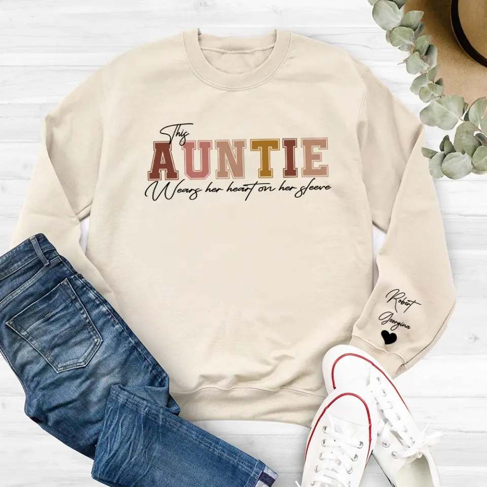 This Mama Wears Her Heart On Her Sleeve Personalized Sweatshirt - Image 4