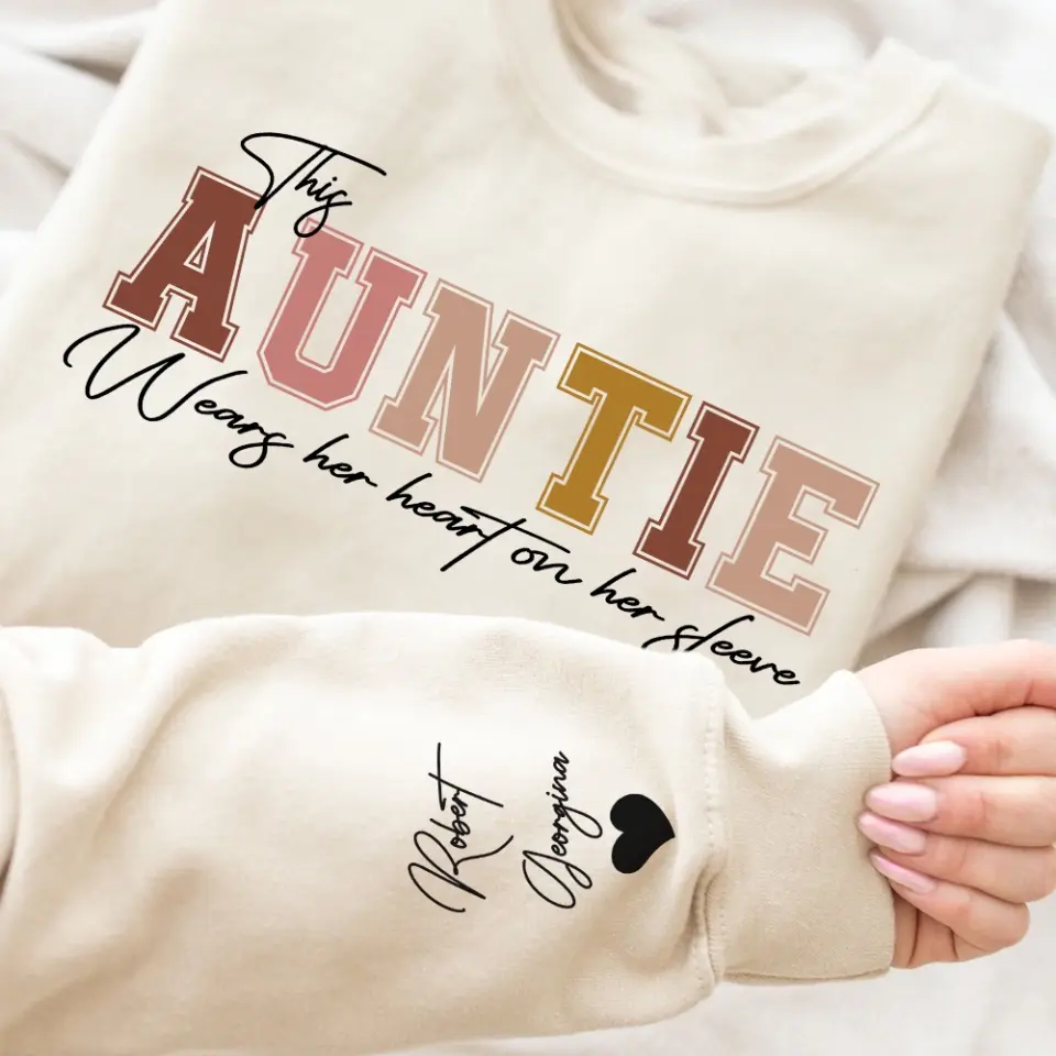 This Mama Wears Her Heart On Her Sleeve Personalized Sweatshirt - Image 7