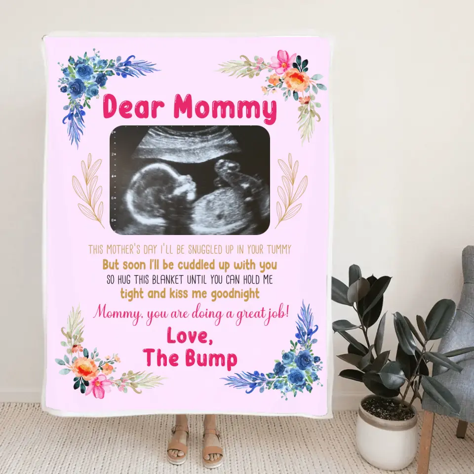 This Mother's Day I'll Be Snugged Up In Your Tummy Custom Blanket Gift For Pregnant Mom - Image 2