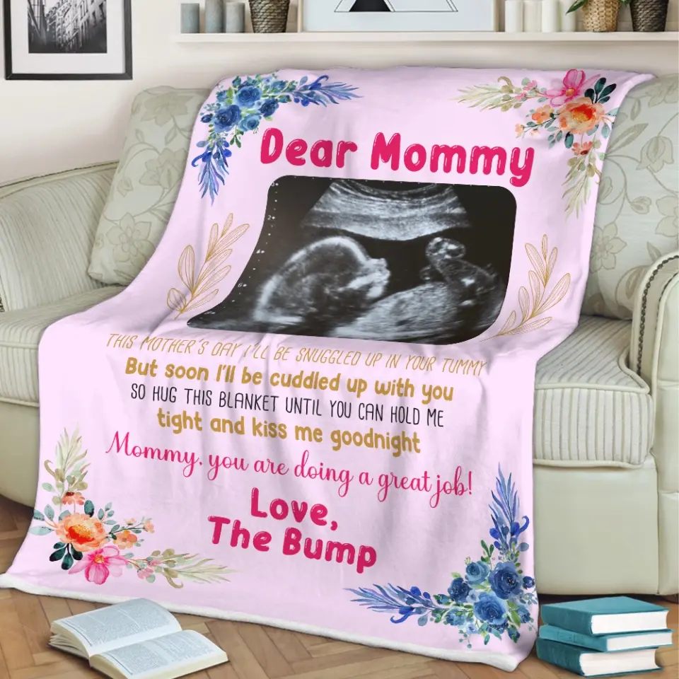 This Mother's Day I'll Be Snugged Up In Your Tummy Custom Blanket Gift For Pregnant Mom - Image 8