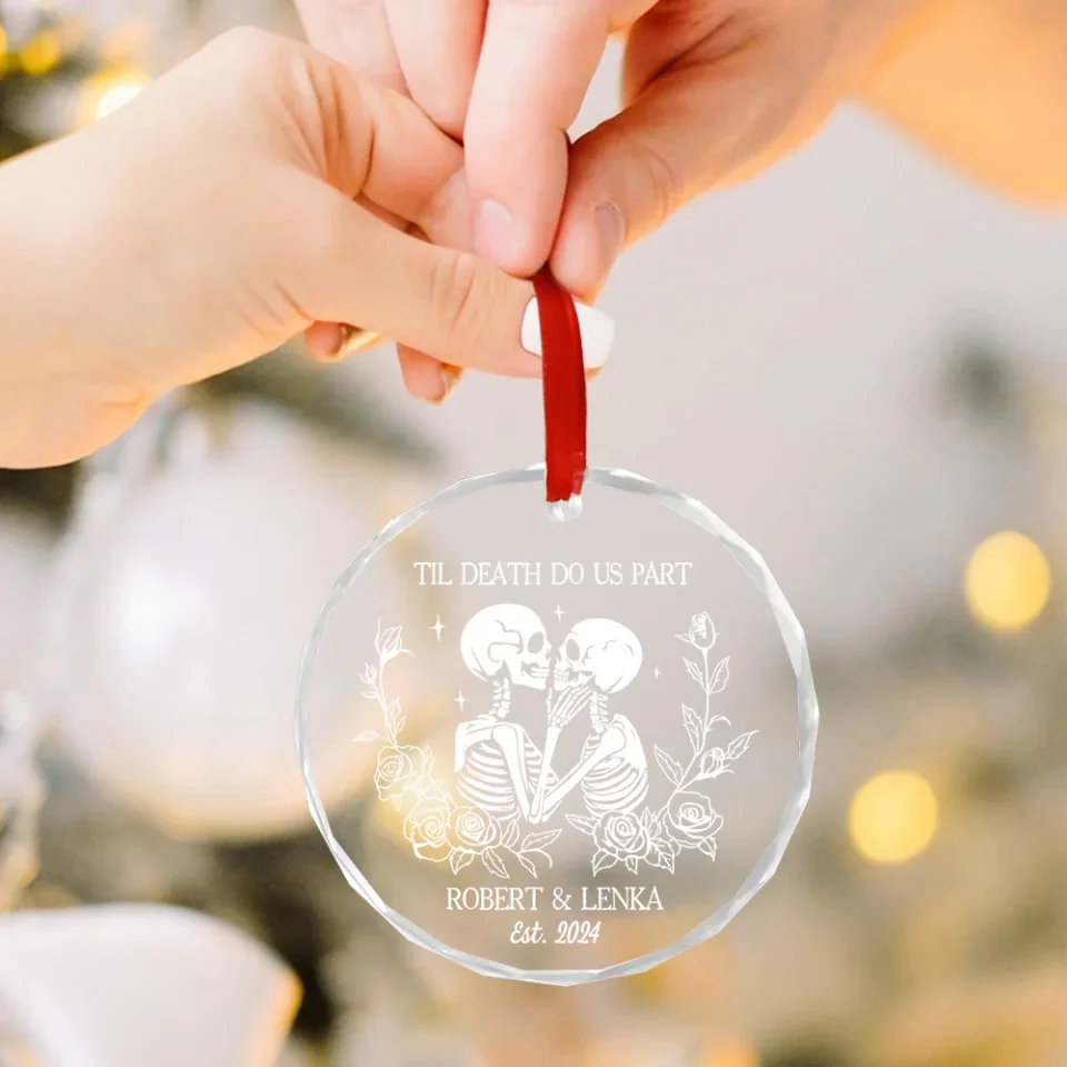 Til Death Do Us Part - Personalized Skull Couple Ornament - Custom Gift For Couples - For Halloween, Wedding, Christmas - Image 6