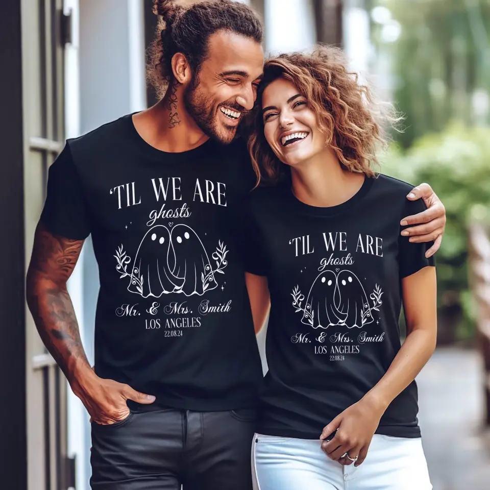 Til' We Are Ghost - Ghost Boo - Personalized Names & Date - Halloween Wedding Gift for Couples - Image 3