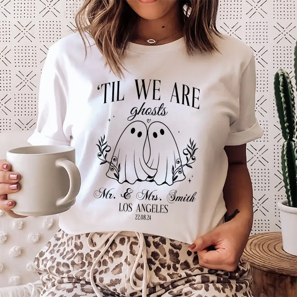 Til' We Are Ghost - Ghost Boo - Personalized Names & Date - Halloween Wedding Gift for Couples - Image 5