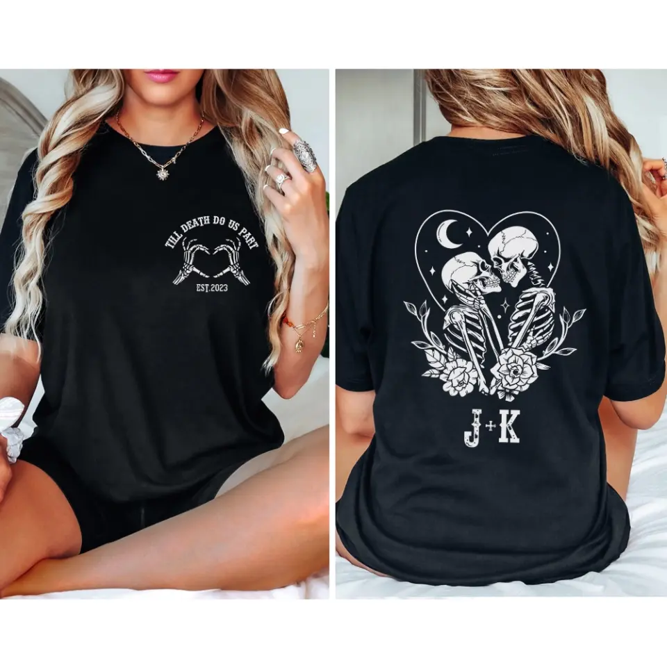 Till Death Do Us Apart Personalized G500 T-Shirt Gift For Couple - Image 4