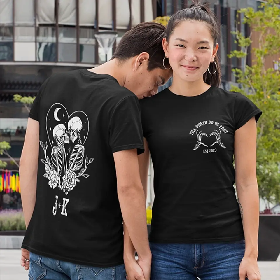 Till Death Do Us Apart Personalized G500 T-Shirt Gift For Couple - Image 7