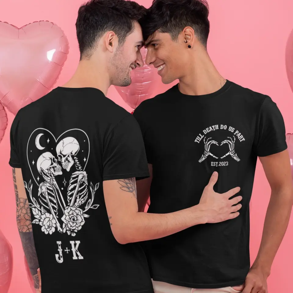 Till Death Do Us Apart Personalized G500 T-Shirt Gift For Couple - Image 9
