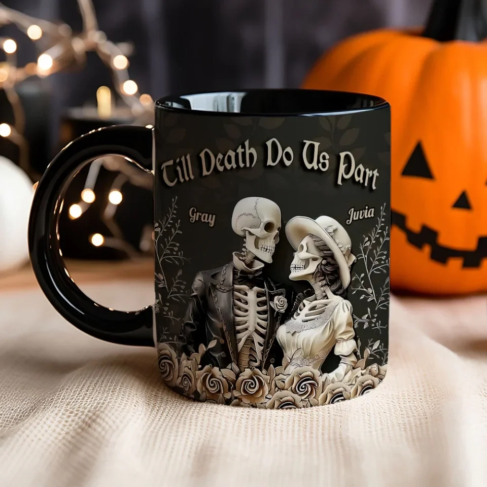 Till Death Do Us Part - Black Edge-to-Edge Mug- Gift For Hallowen - Image 3