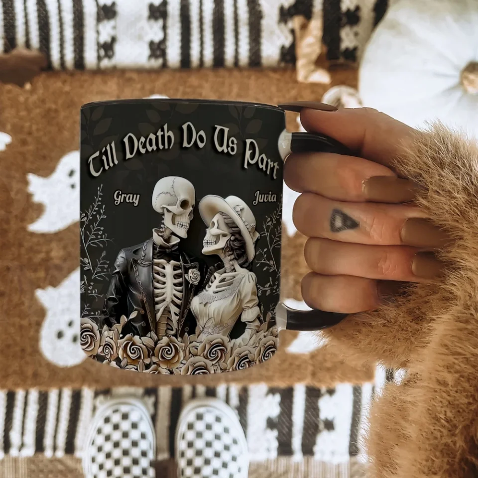 Till Death Do Us Part - Black Edge-to-Edge Mug- Gift For Hallowen - Image 4