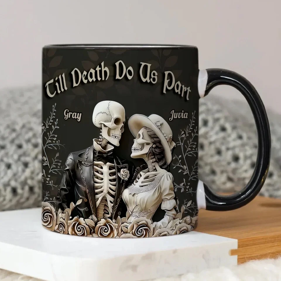 Till Death Do Us Part - Black Edge-to-Edge Mug- Gift For Hallowen - Image 5