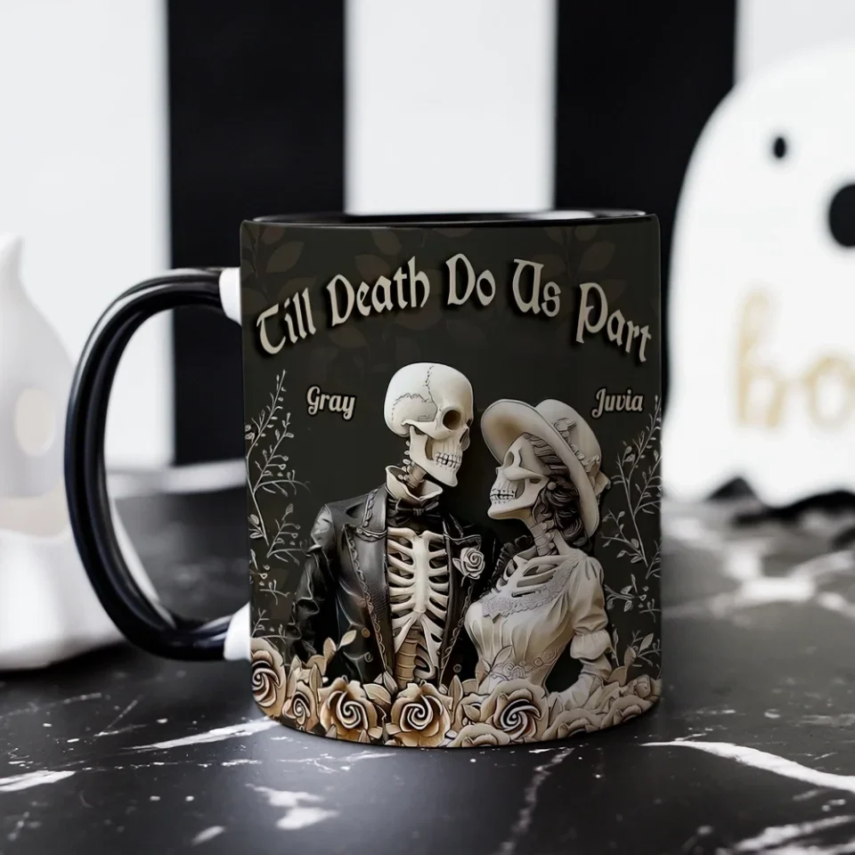 Till Death Do Us Part - Black Edge-to-Edge Mug- Gift For Hallowen - Image 6