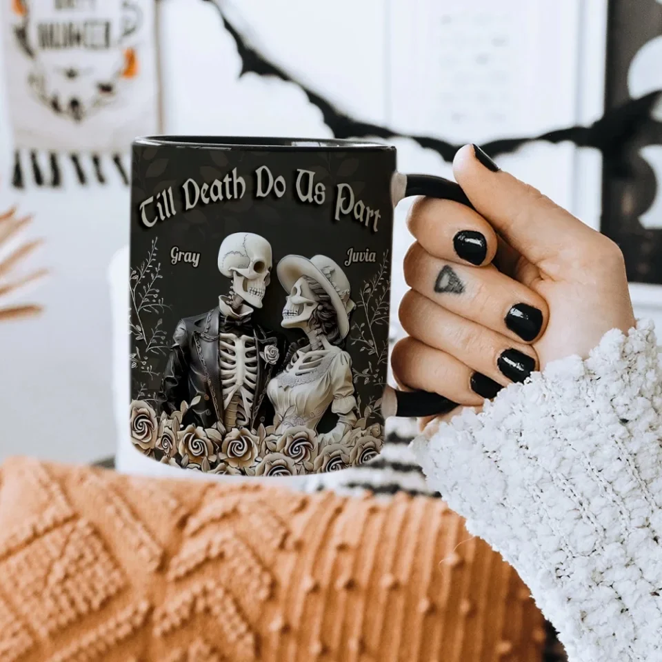 Till Death Do Us Part - Black Edge-to-Edge Mug- Gift For Hallowen - Image 7