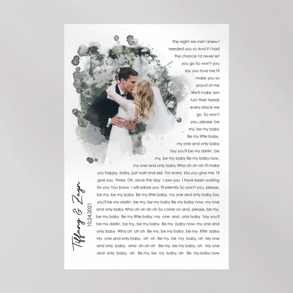 Time Fade Away Meaningful Song Lyrics Custom Canvas Poster Anniversary Gift For Couples - Image 3