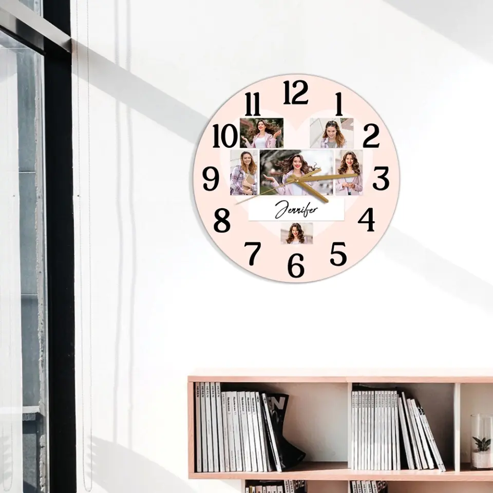 Couple Wooden Sign Time For Love Upload Photos Wall Clock - Image 6
