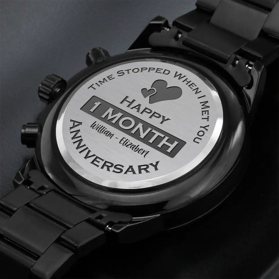 Time Stopped When I Met You - Personalized Engraved Chronograph Watch - 6 Month Anniversary Gift For Him - Image 10