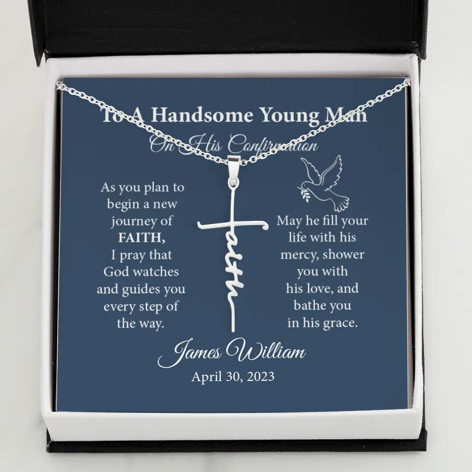 To A Handsome Young Man On His Confirmation Custom Necklace Christ Gift - Image 2