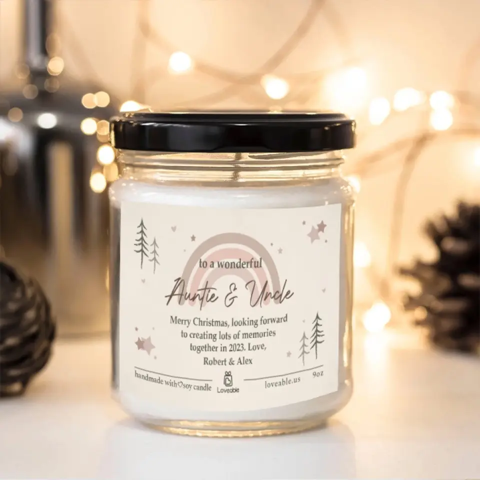 To A Wonderful Auntie & Uncle On Christmas Personalized Scented Candle Xmas Gift For Aunt And Uncle - Image 4
