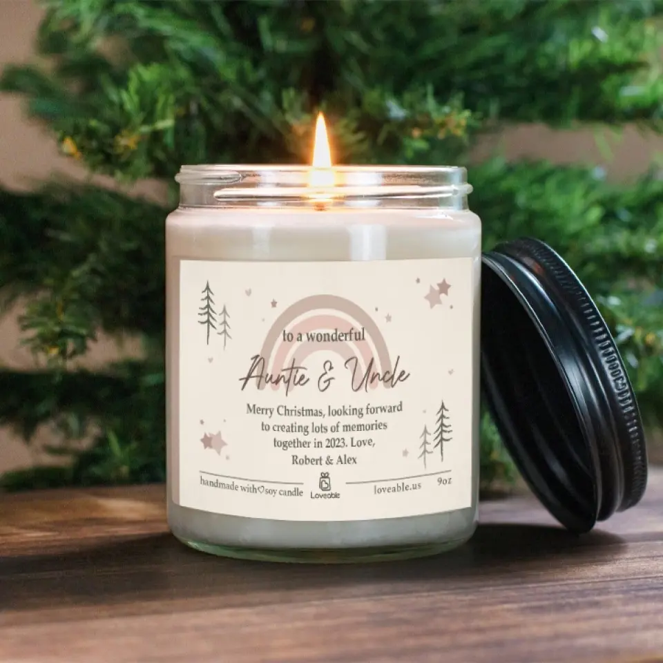 To A Wonderful Auntie & Uncle On Christmas Personalized Scented Candle Xmas Gift For Aunt And Uncle - Image 5