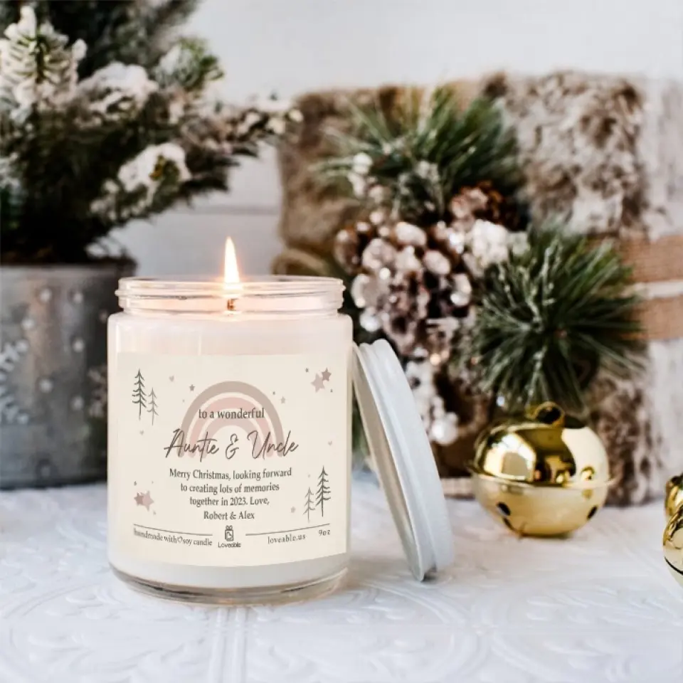 To A Wonderful Auntie & Uncle On Christmas Personalized Scented Candle Xmas Gift For Aunt And Uncle - Image 6