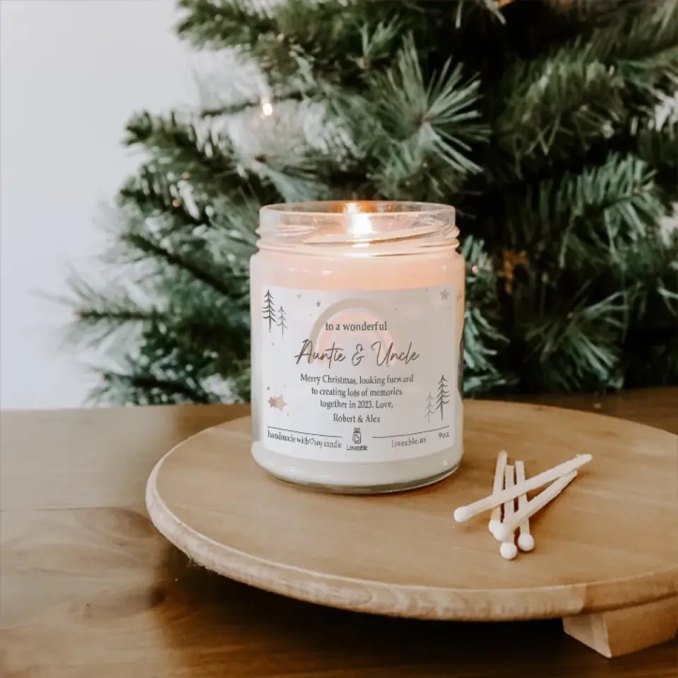 To A Wonderful Auntie & Uncle On Christmas Personalized Scented Candle Xmas Gift For Aunt And Uncle - Image 9