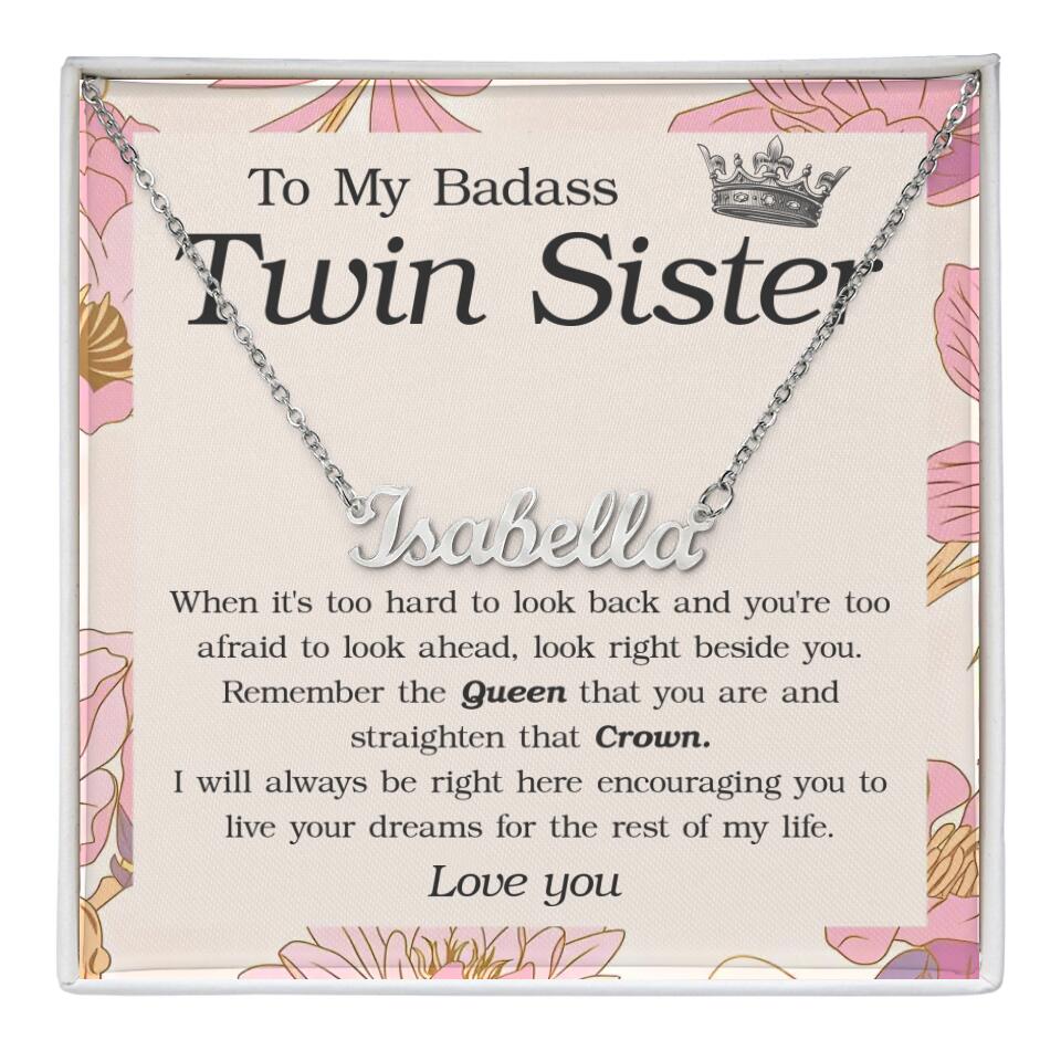 To My Badass Twin Sister - Personalized Necklace - Birthday Gift for Twin Sister - Image 2