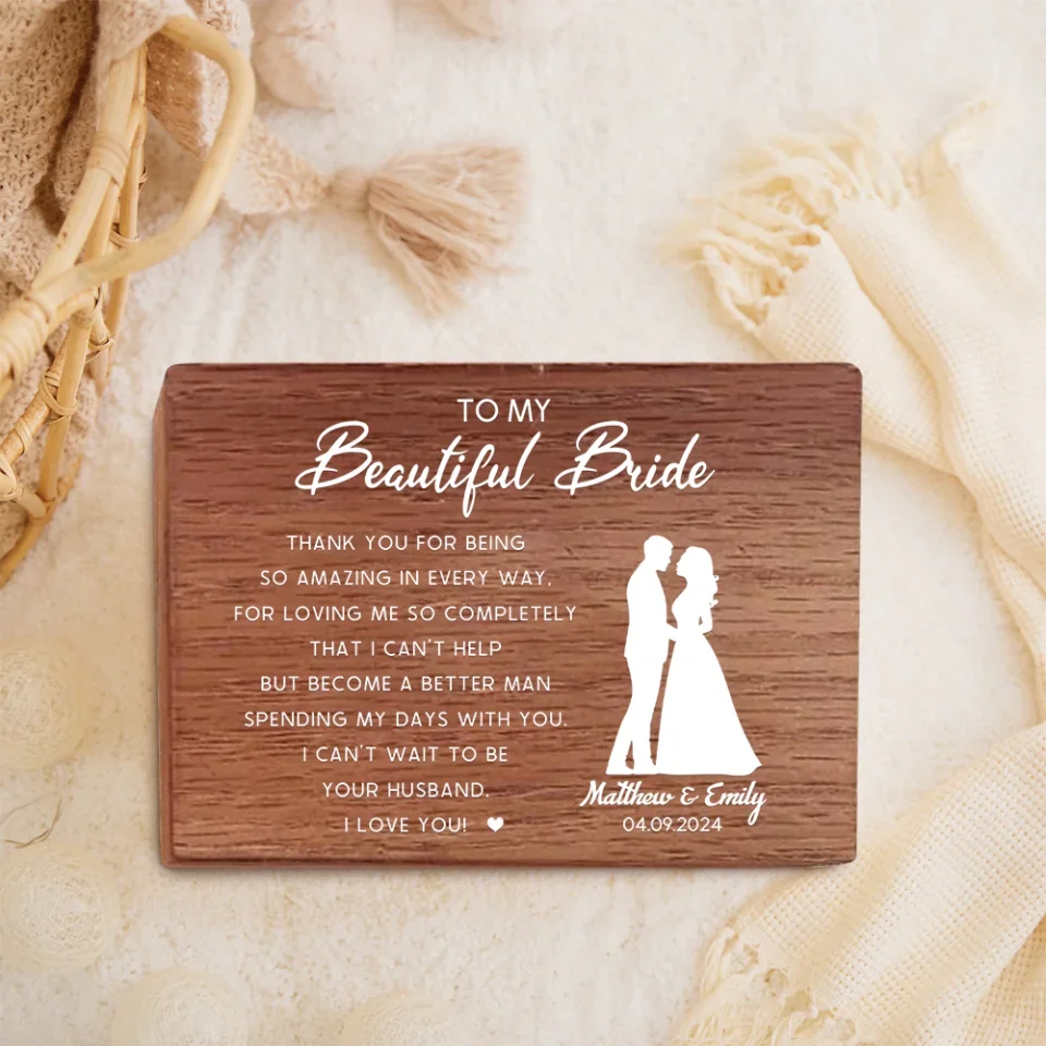 To My Beautiful Bride I Love You - Wooden Photo Box - Wedding Gifts - Anniversary Gift For Couples - Gift For Wife From Husband - Image 4