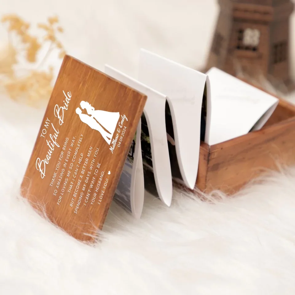 To My Beautiful Bride I Love You - Wooden Photo Box - Wedding Gifts - Anniversary Gift For Couples - Gift For Wife From Husband - Image 6