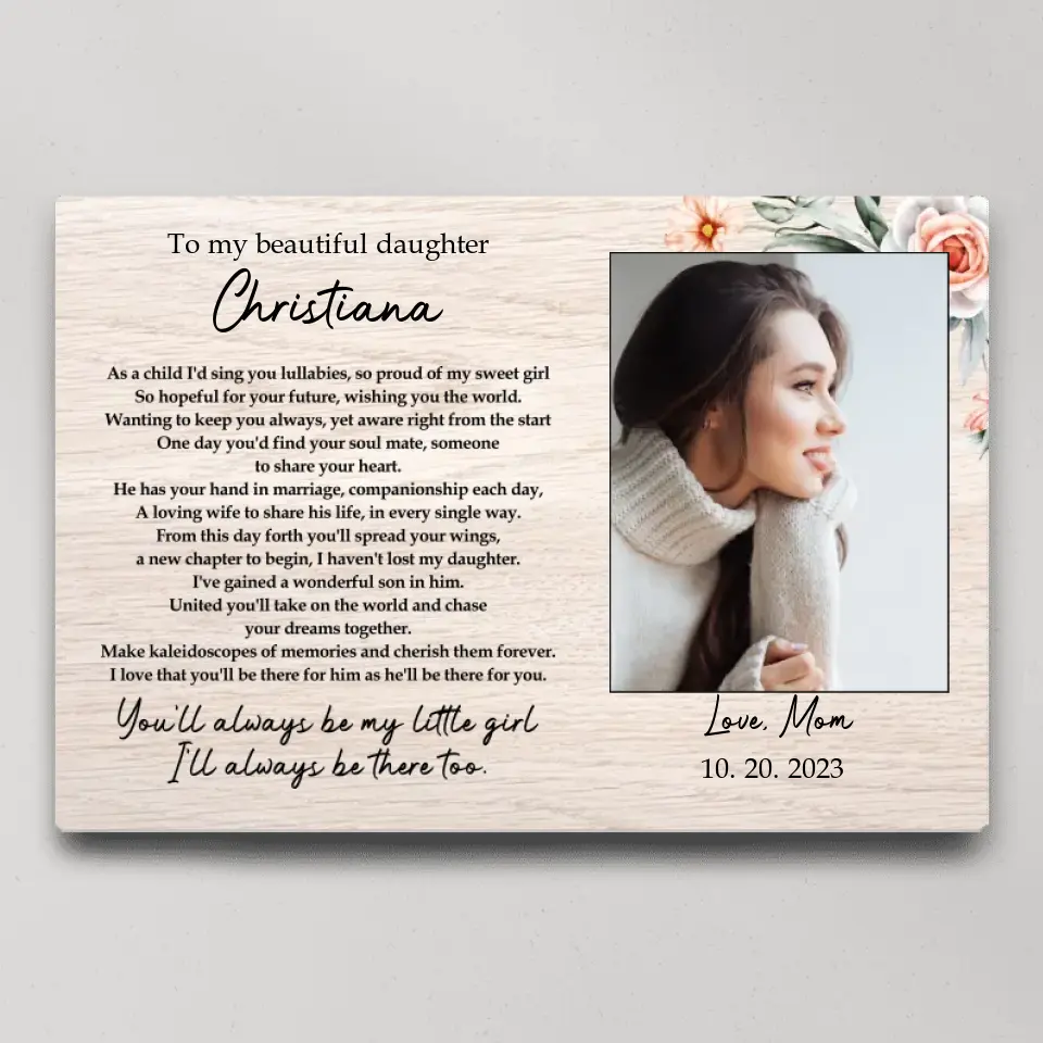 To My Beautiful Daughter - Personalized Poster Canvas - Wedding Gift For Daughter | 310IHPNPCA430 - Image 2