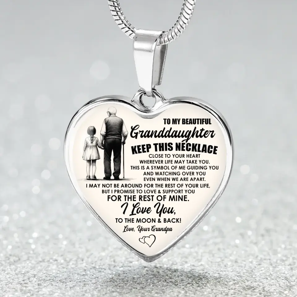To My Beautiful Granddaughter Message from Grandma/Grandpa Meaningful Birthday Gift Heart Necklace - Image 2