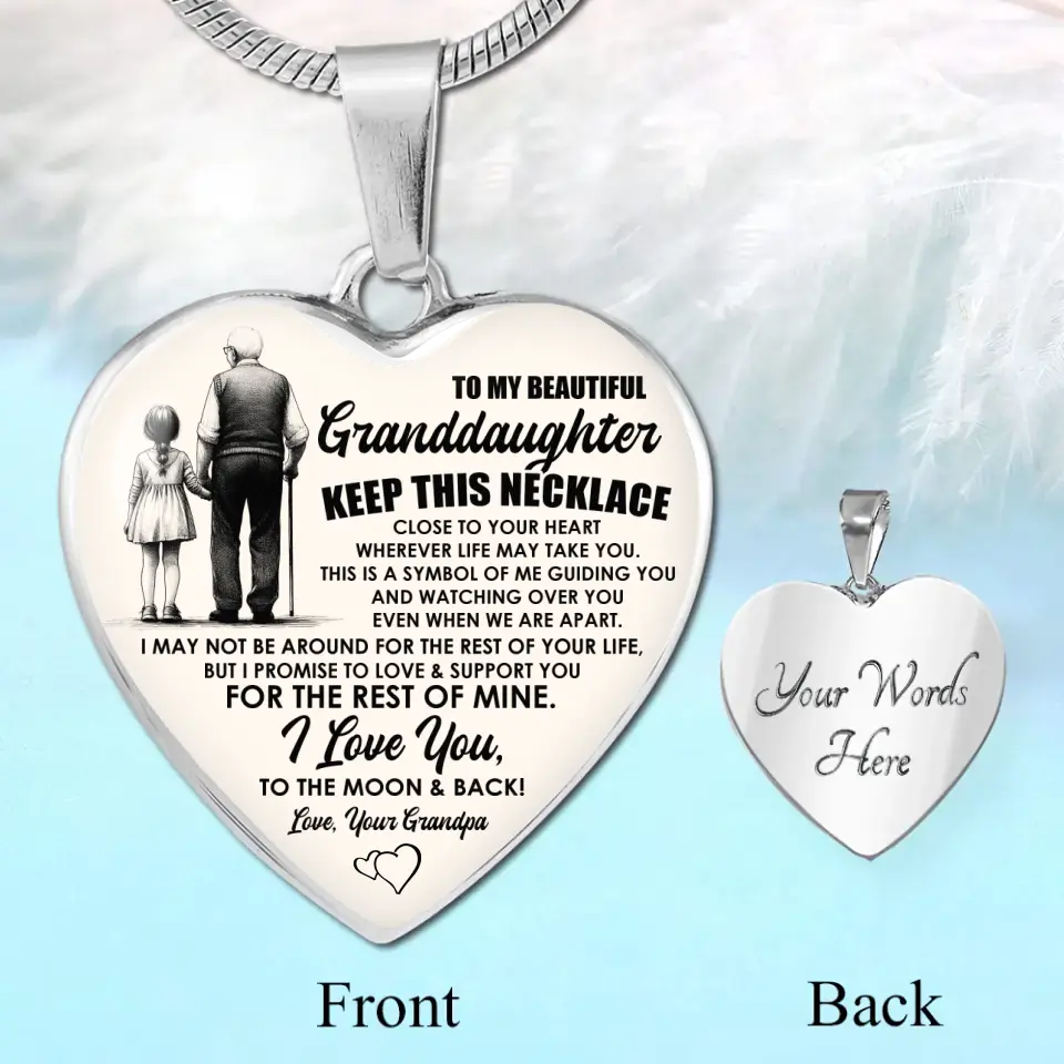 To My Beautiful Granddaughter Message from Grandma/Grandpa Meaningful Birthday Gift Heart Necklace - Image 3