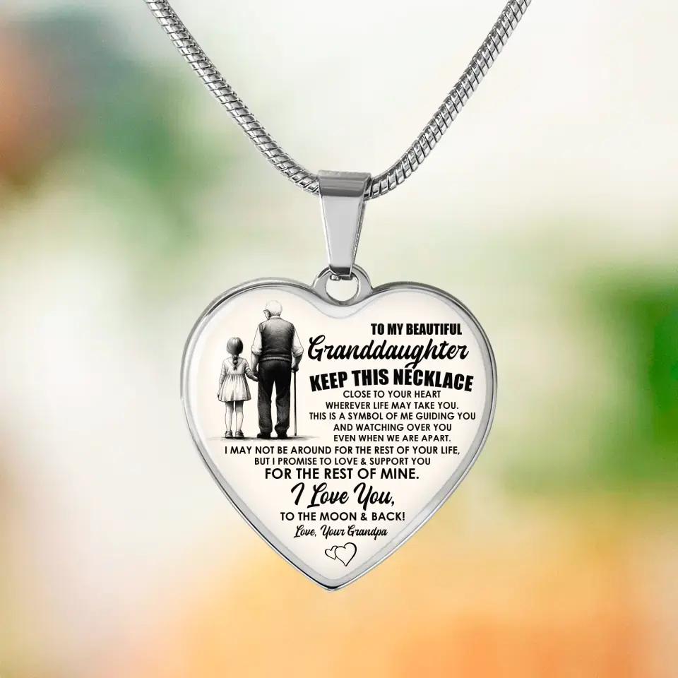 To My Beautiful Granddaughter Message from Grandma/Grandpa Meaningful Birthday Gift Heart Necklace - Image 4
