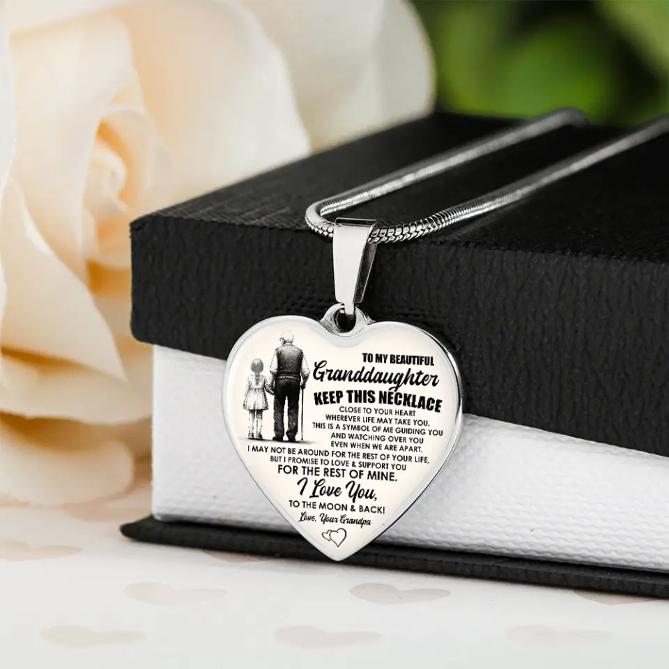 To My Beautiful Granddaughter Message from Grandma/Grandpa Meaningful Birthday Gift Heart Necklace - Image 7
