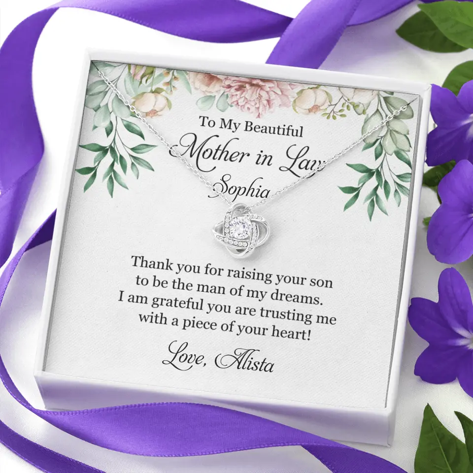 To My Beautiful Mother In Law Thank You Personalized Silver Jewellery - Image 3