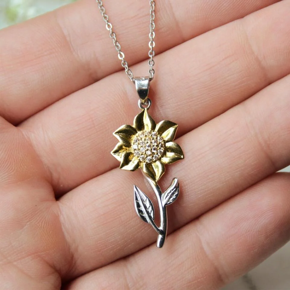 To My Beautiful Mother Sunflower Necklace Gold Happy Birthday To My Mom - Image 3