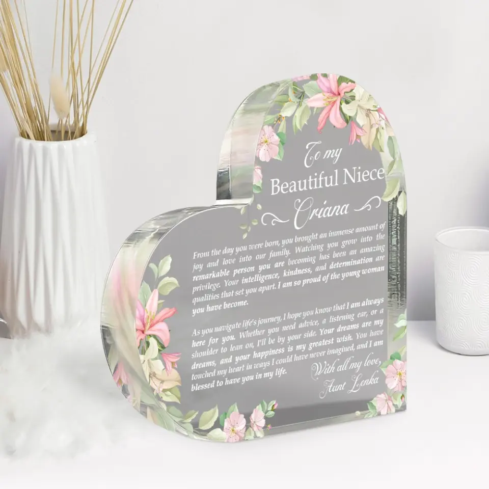 To My Beautiful Niece With All My Love Personalized Heart-shaped Plaque - Image 3