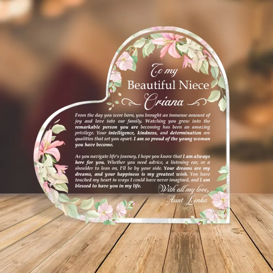 To My Beautiful Niece With All My Love Personalized Heart-shaped Plaque - Image 4