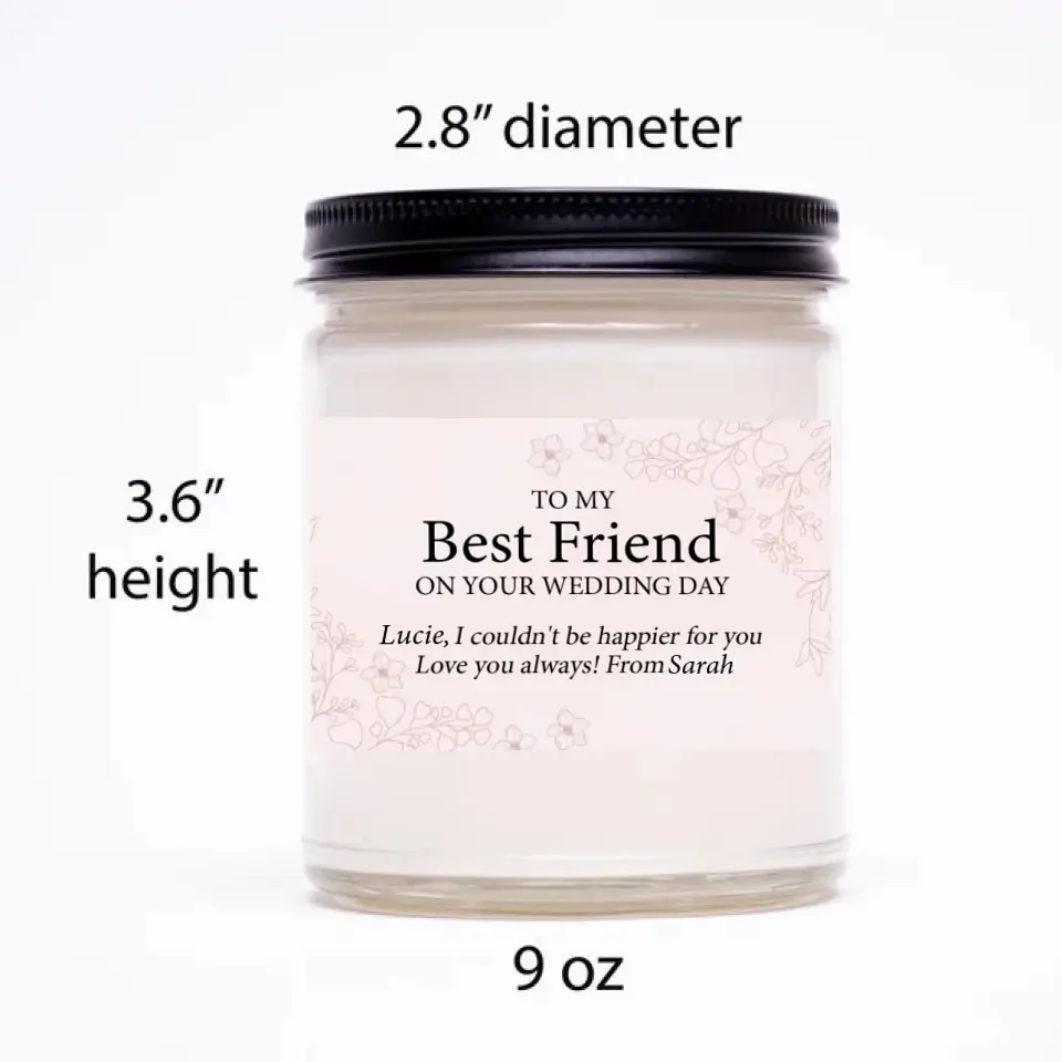 To My Best Friend on Your Wedding Day, Personalized Gift for BFF, Custom Scented Candle 9oz Soy Candle - Image 4