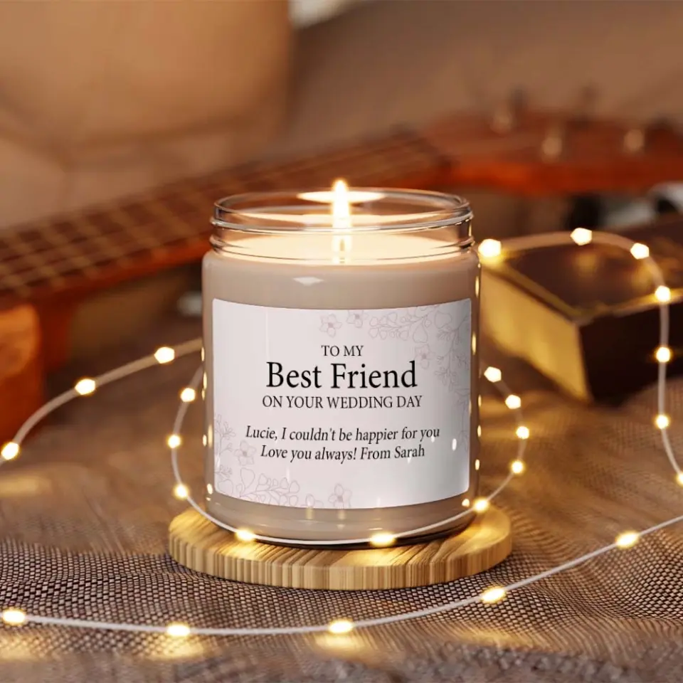To My Best Friend on Your Wedding Day, Personalized Gift for BFF, Custom Scented Candle 9oz Soy Candle - Image 5