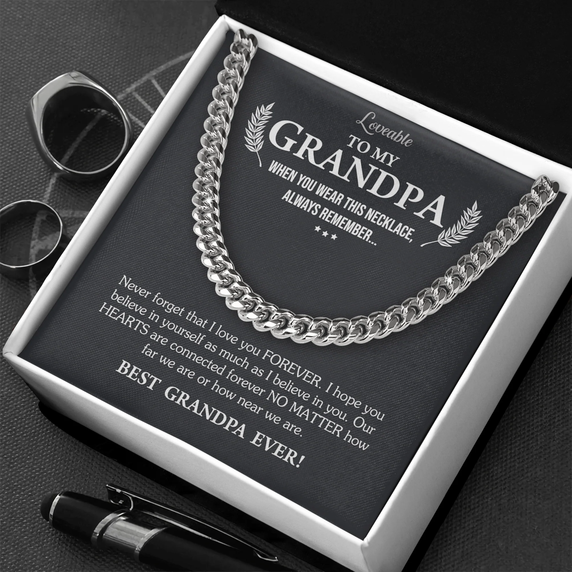 To My Best Grandpa Ever - Personalized Necklace - Birthday Gift for Grandpa - Image 4