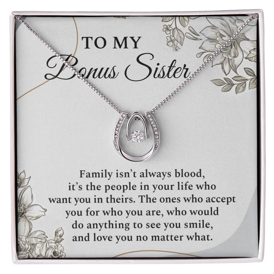 To My Bonus Sister Family Isn't The Blood Personalized Necklace - Image 10