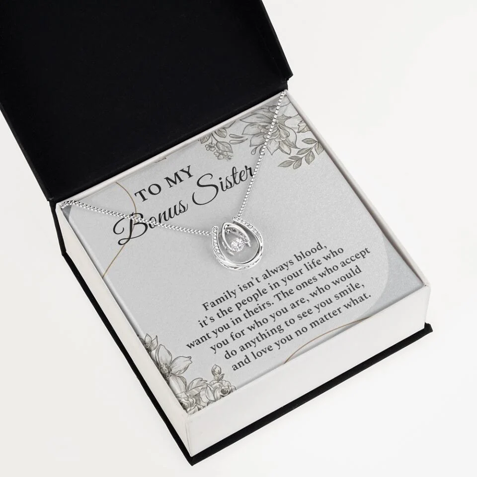 To My Bonus Sister Family Isn't The Blood Personalized Necklace - Image 13