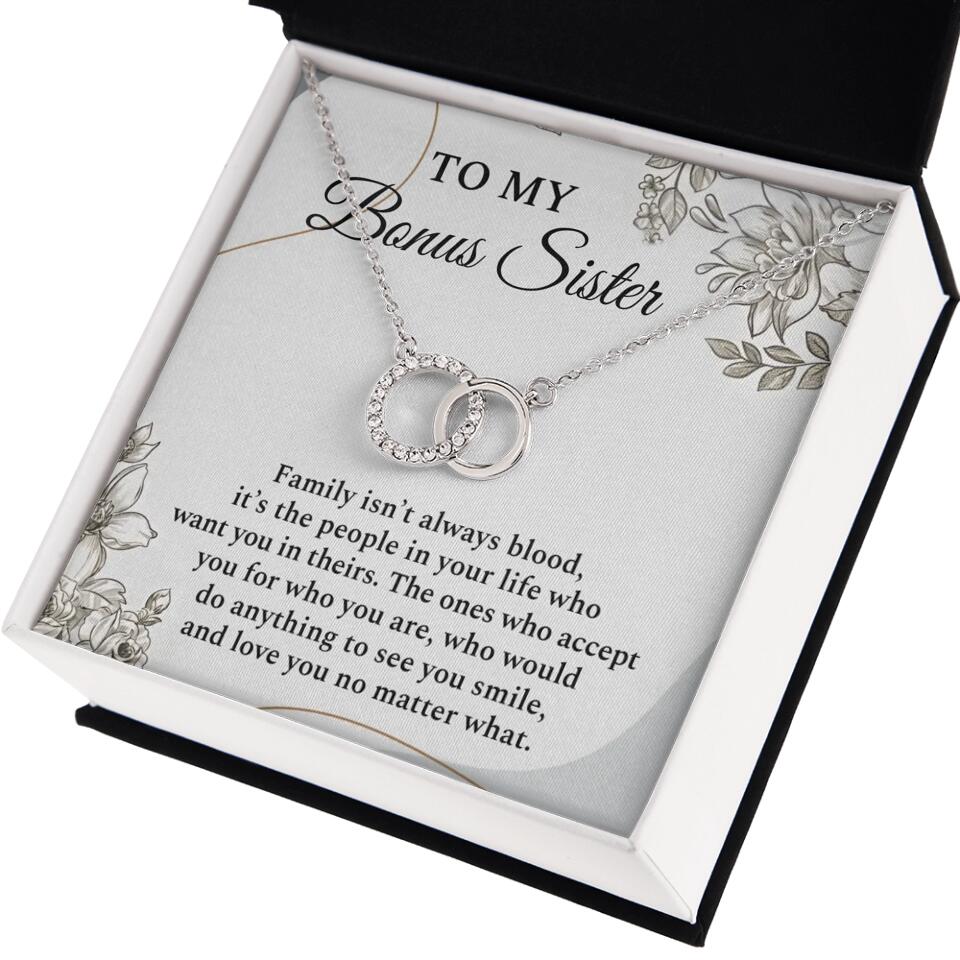 To My Bonus Sister Family Isn't The Blood Personalized Necklace - Image 2