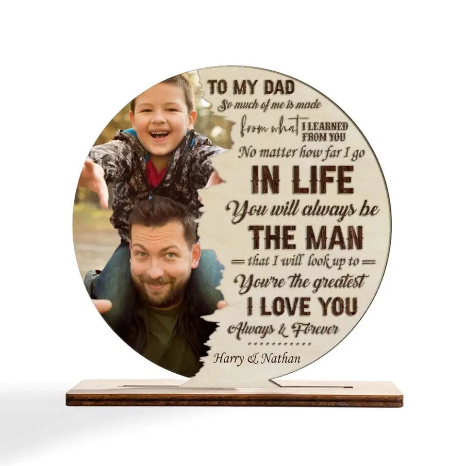 To My Dad So Much Of Me Is Made From What I Learned From You - Personalized Wooden/Acrylic Plaque - Best Gift For Dad/Father Gift For Him On Father's Day - Anniversary Gift - 305ICNTLWP576 - Image 2