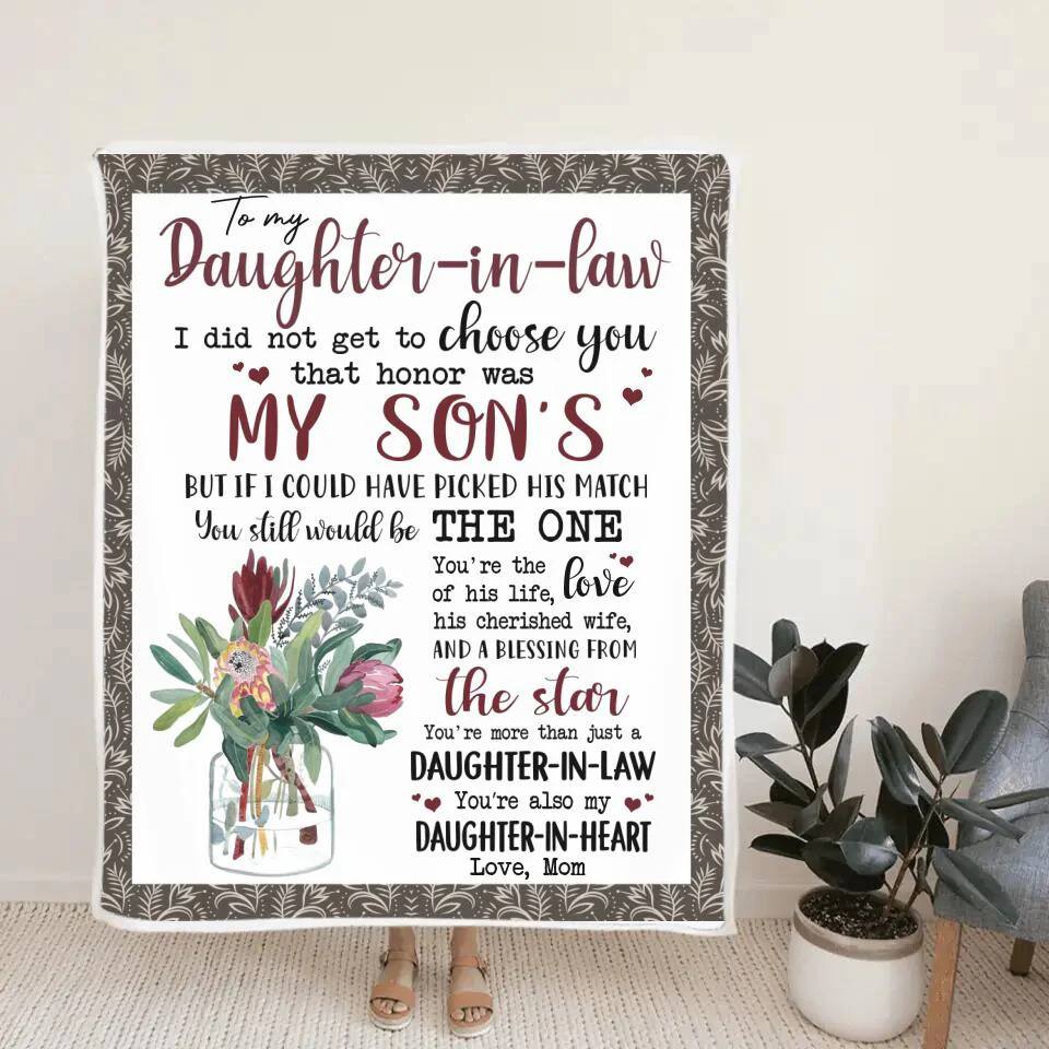 To My Daughter-In-Law - Personalized Name Blanket - Gift for Daughter in Law on Wedding Day, Birthday - Bedding Decor - Image 3