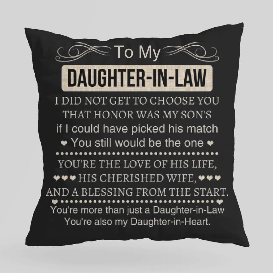 To My Daughter in Law - Square Pillow - Gifts for Daughter in Law Christmas, Birthday - Gifts from Mother in Law - Image 3