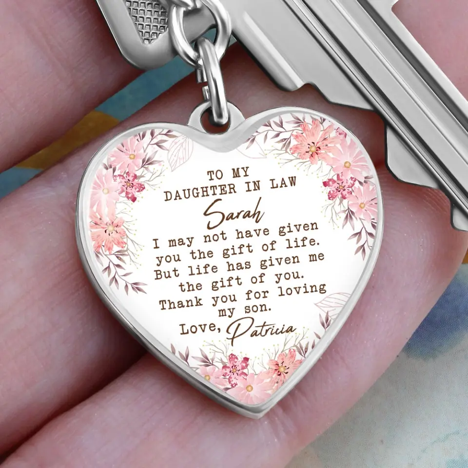 To My Daughter In Law Thank You For Loving My Son Personalized Necklace Keychain Anniversary Gift - Image 10